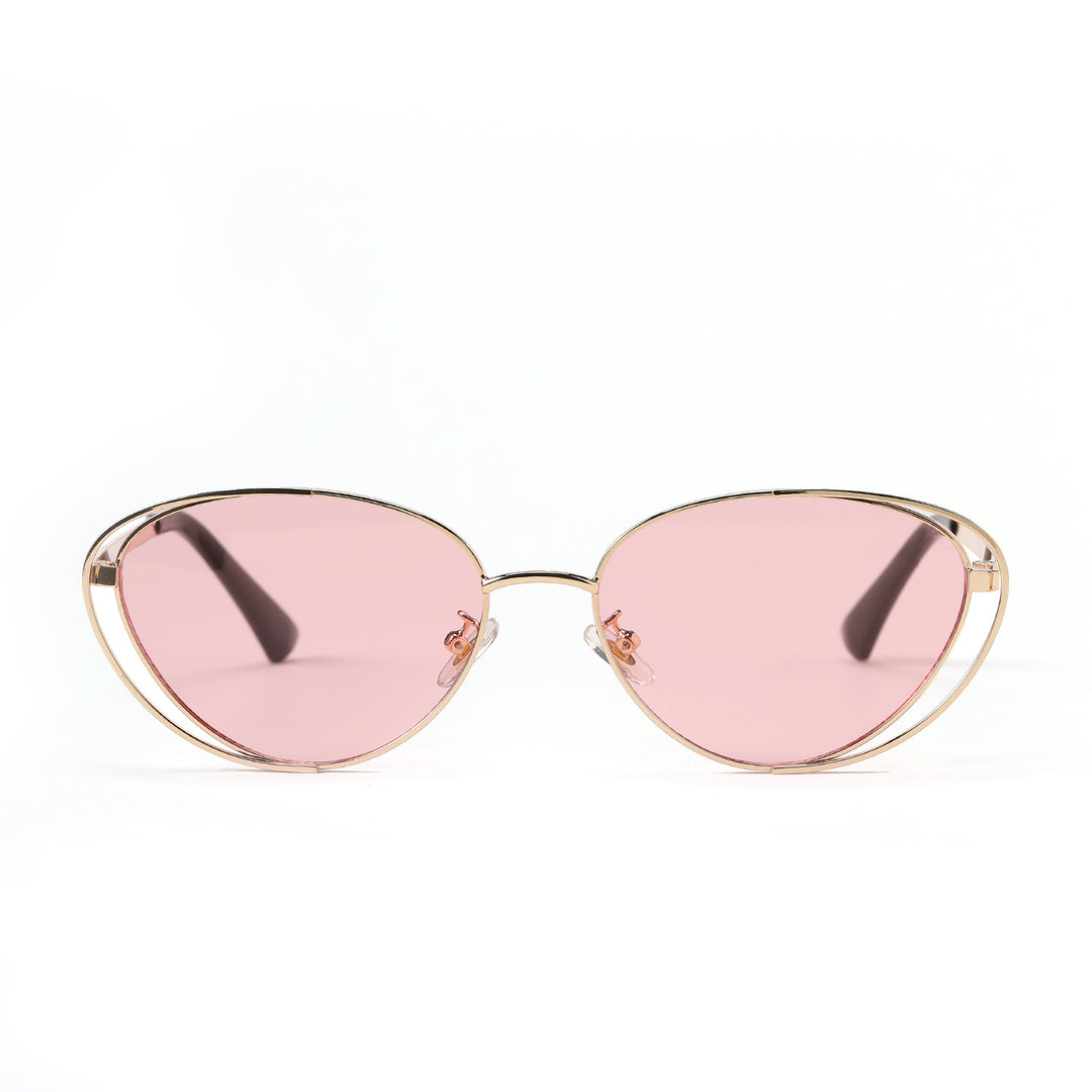 Ladies geometric sunglasses with red lenses and elegant metal frame Bowlift