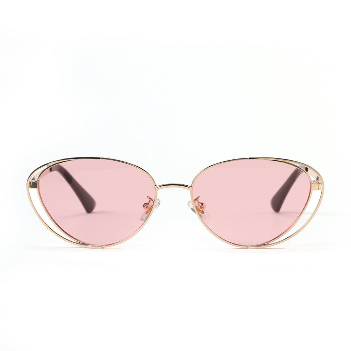 Ladies geometric sunglasses with red lenses and elegant metal frame Bowlift