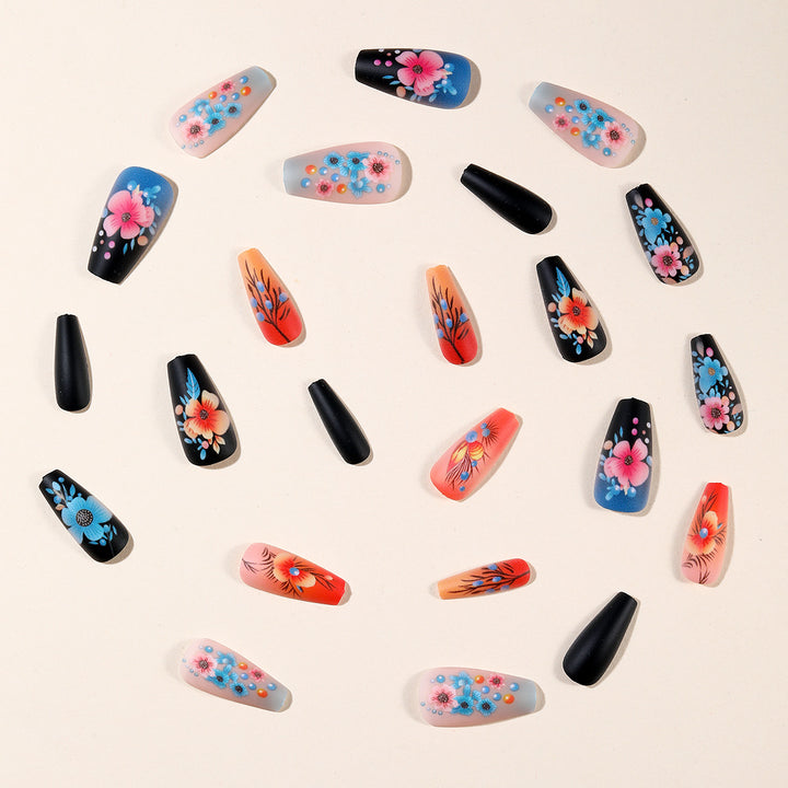 Floral Art Acrylic Nail Set Bowlift