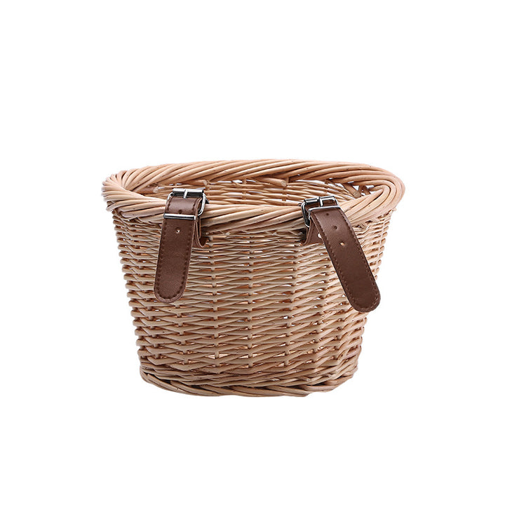 Woven Storage Basket with Reinforced Leather Handles Bowlift