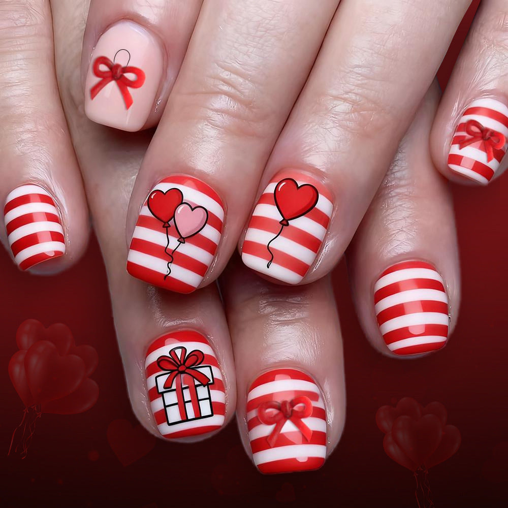 Festive Heart and Balloon Nail Art Set Bowlift
