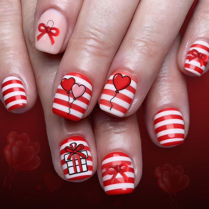 Festive Heart and Balloon Nail Art Set Bowlift