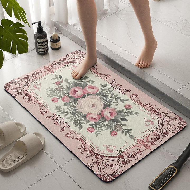 Vintage Floral Bath Mat Bowlift