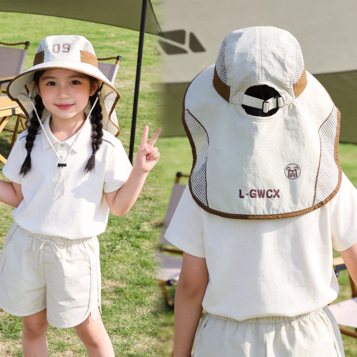 Kids' sun hat with breathable mesh neck protection and adjustable chin strap Bowlift