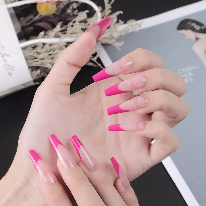 Elegant Stiletto Press-On Nail Set with Two-Tone Design Bowlift