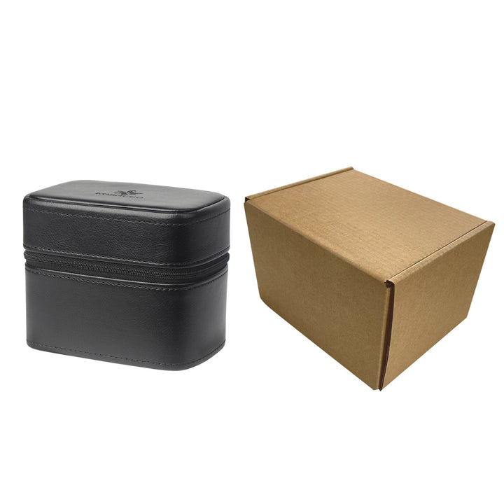 Compact Travel Leather Jewelry Organizer Box with Zippered Two-Tier Interior Bowlift