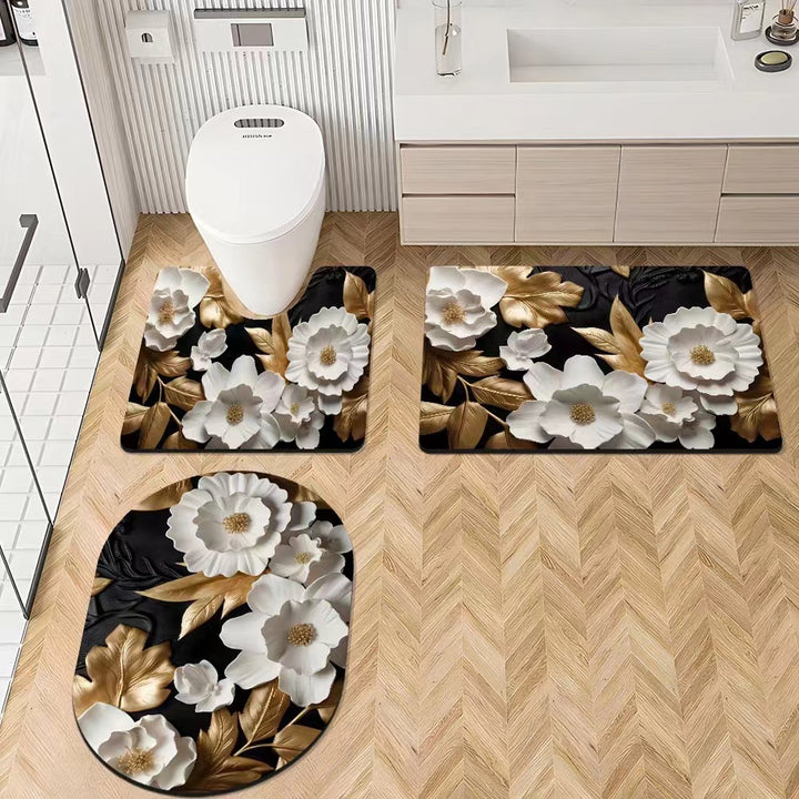 Luxurious Floral Bathroom Rug Set