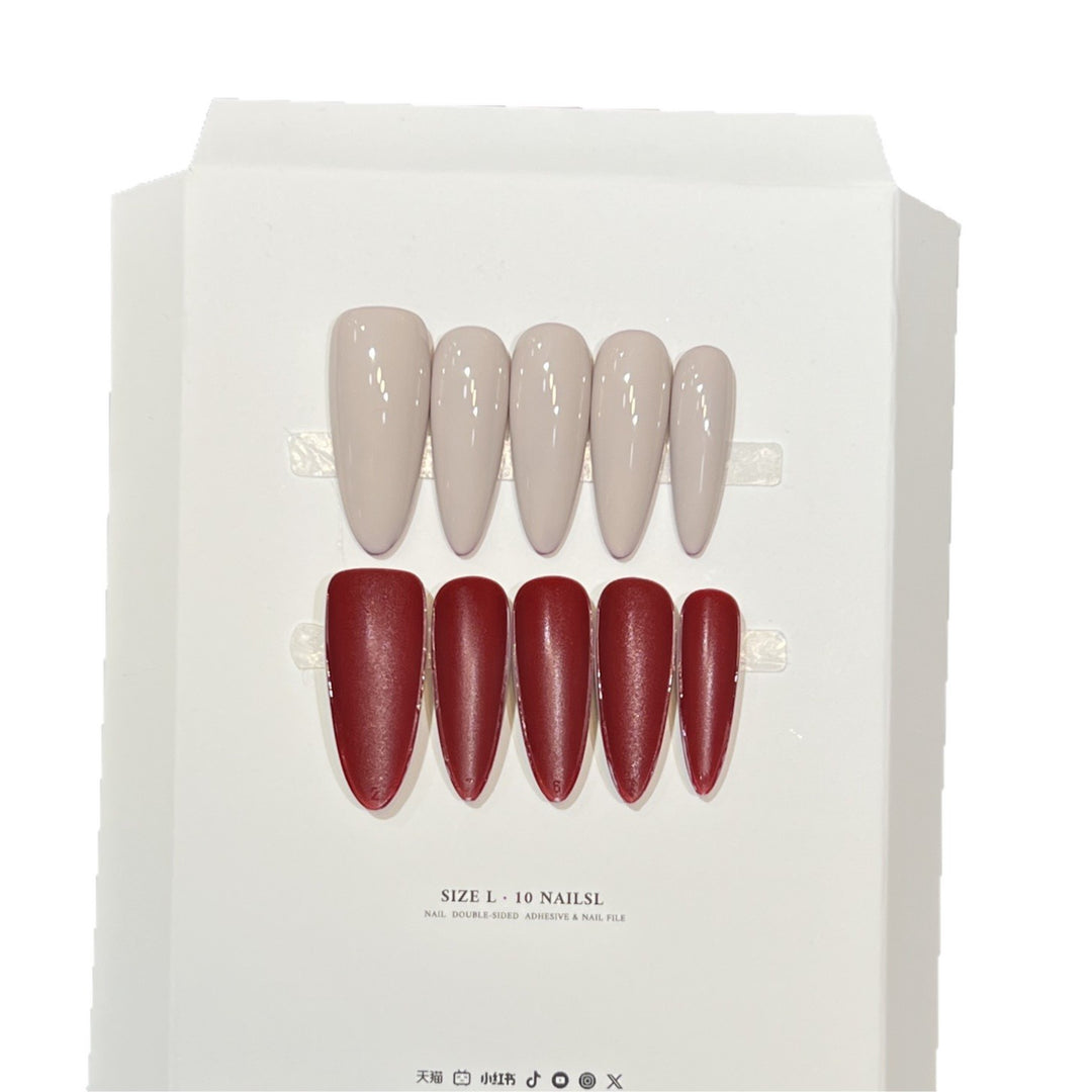 Stiletto Press-On Nail Art Set with Elegant French Tips Bowlift