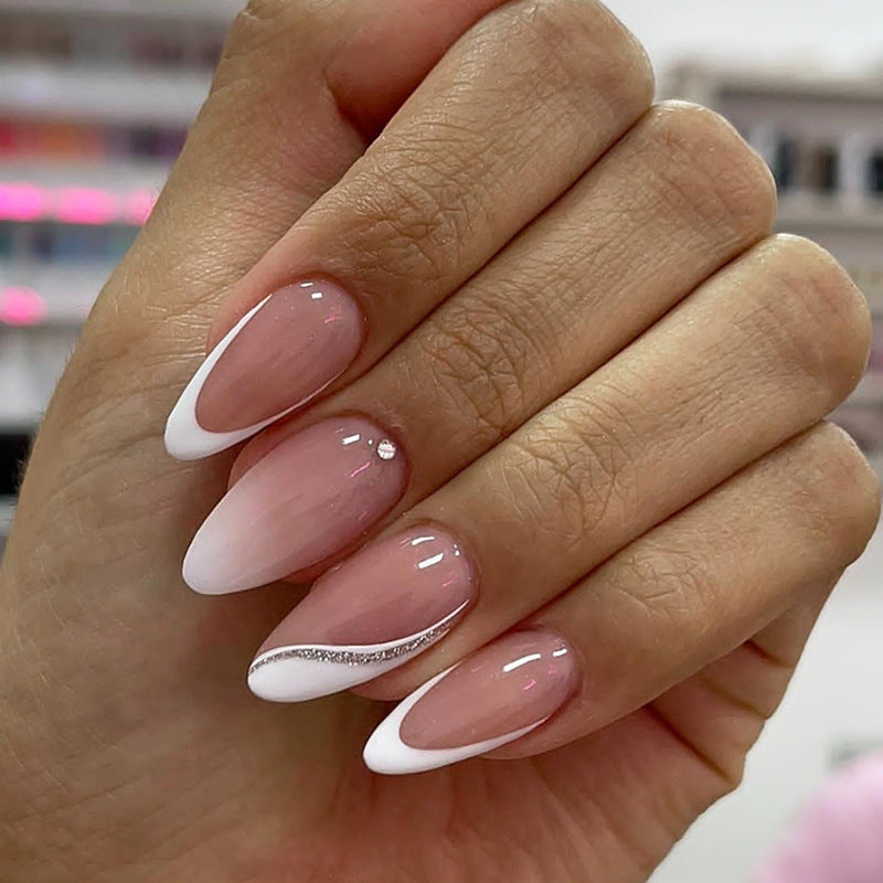 Acrylic nail set with romantic heart and glitter accents Bowlift
