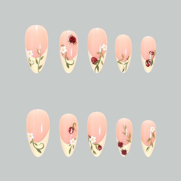 Artistic Floral Stiletto Nail Tips Bowlift