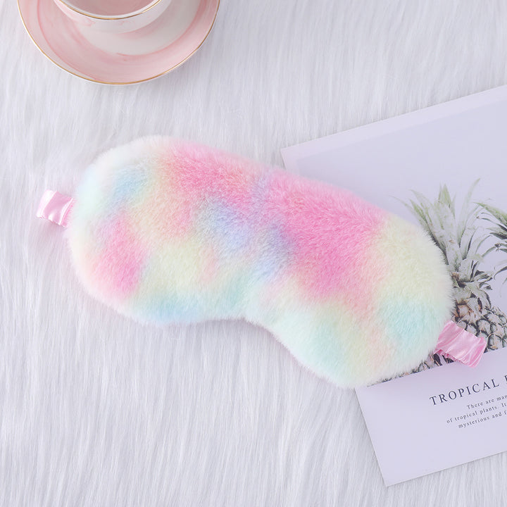Women's cozy sleep mask made of plush with adjustable elastic band and lightproof inner lining Bowlift