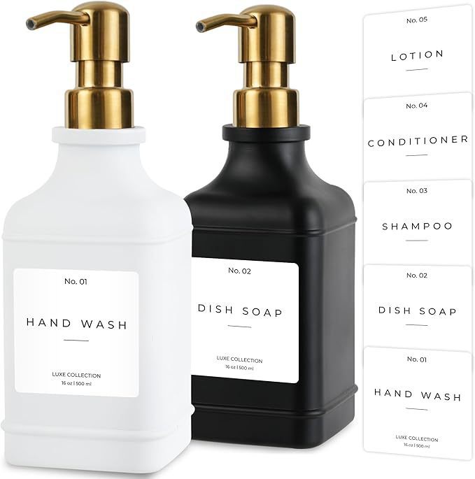 Refillable Luxury Pump Dispenser Set for Hand Wash and Dish Soap Bowlift