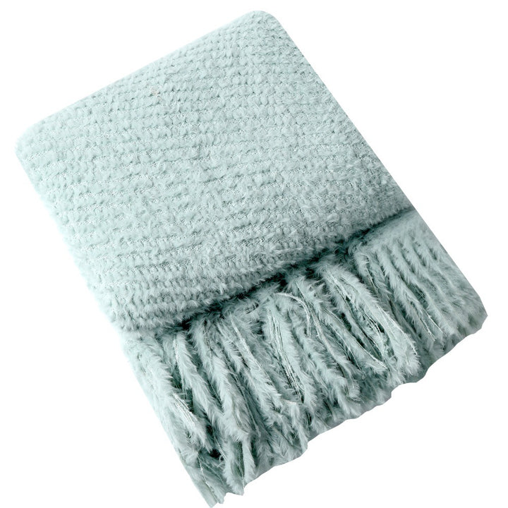 Women's knitted blanket with softest fleece and decorative fringes Bowlift