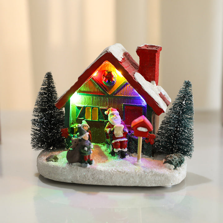 LED Illuminated Christmas Cottage Figurine Bowlift