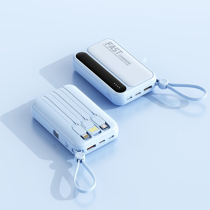 Portable power bank with integrated fast charging ports and multifunctional cable Bowlift