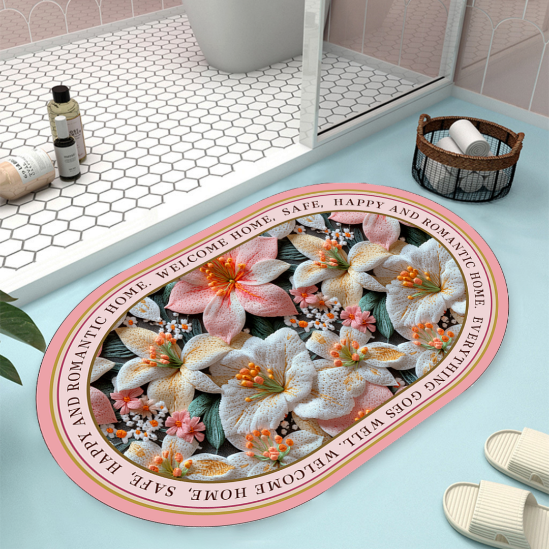 Floral Design Bath Mat Bowlift