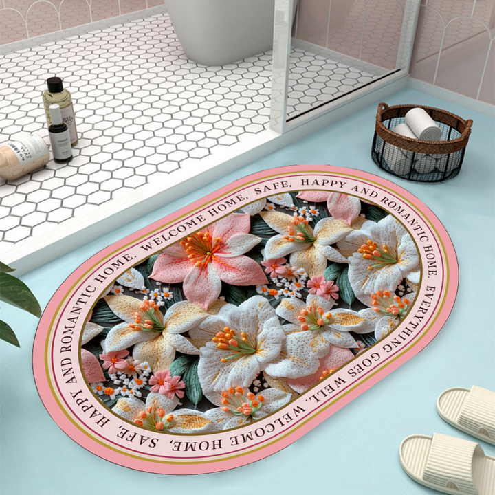 Floral Design Bath Mat Bowlift