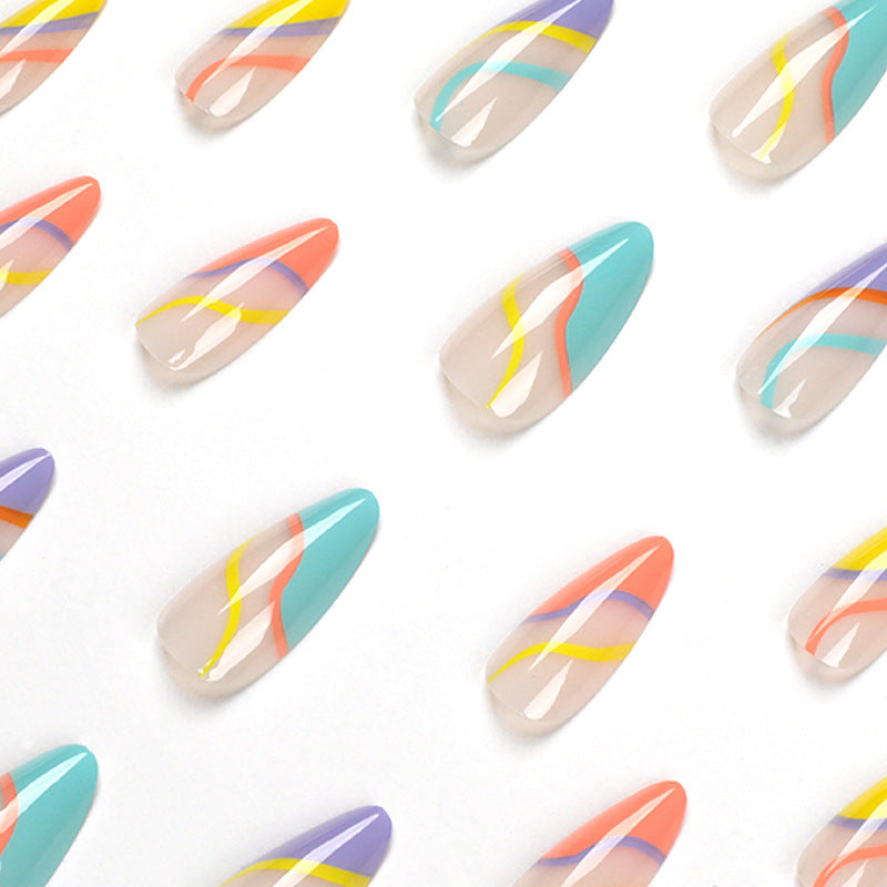 Artificial nail extensions with stylish gradient colors and modern designs Bowlift