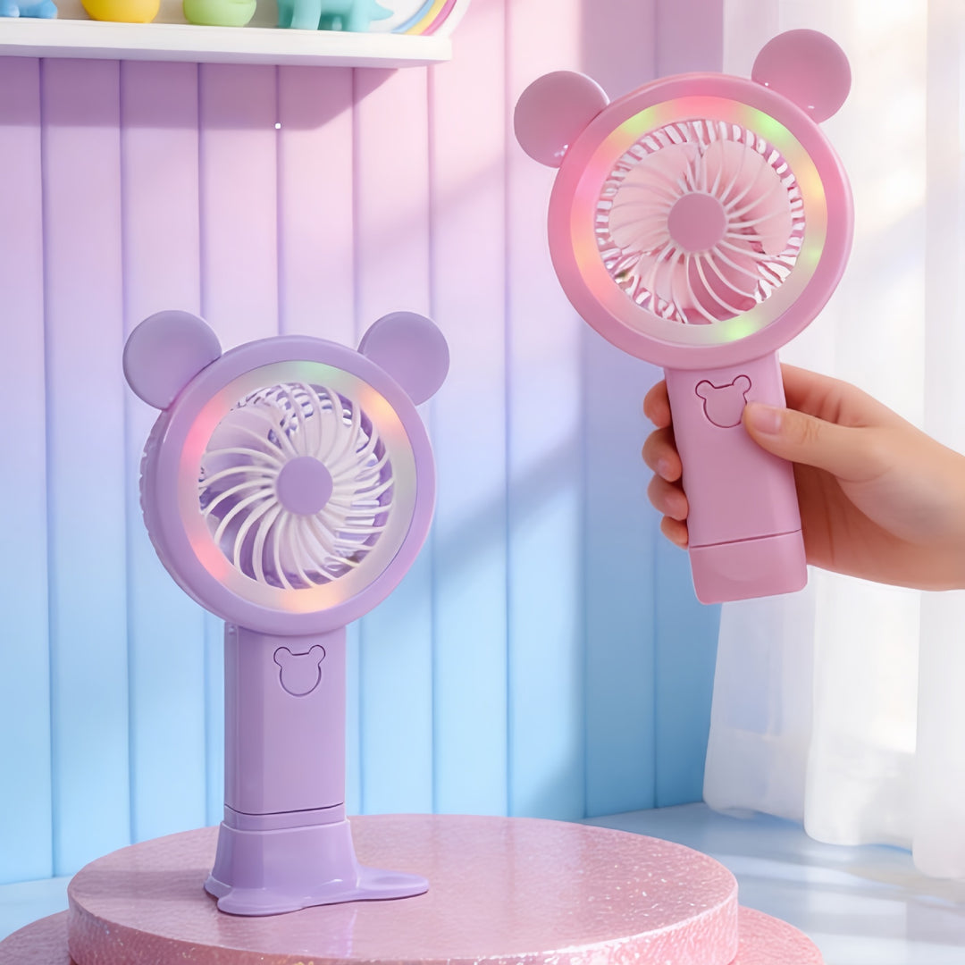 Portable LED Hand Fan with Cute Animal Design Bowlift