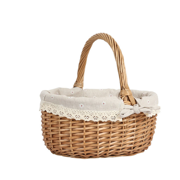 Ladies stylish storage basket with decorative fabric trim Bowlift