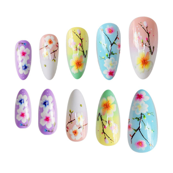 Artistic Floral Press-On Nail Art Extensions Bowlift