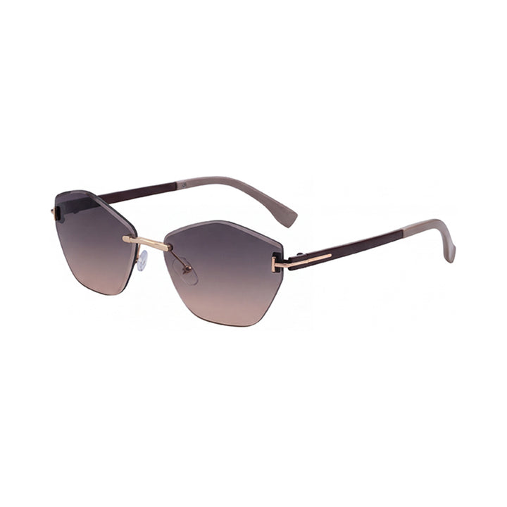 Rimless Hexagonal Gradient-Effect UV Protection Sunglasses with Adjustable Nose Pads Bowlift