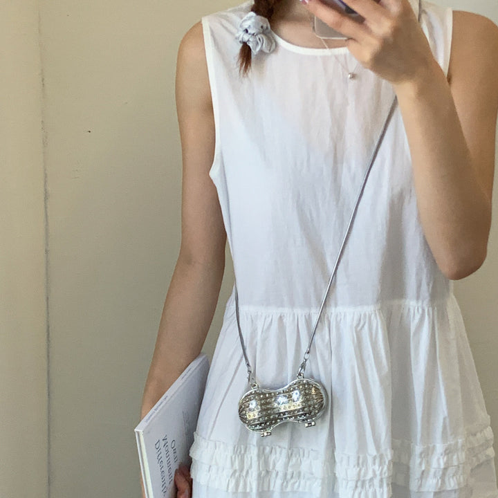 Glamorous Rhinestone Peanut-Shaped Crossbody Bag Bowlift