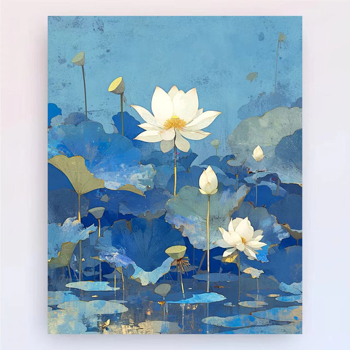 Contemporary Lotus Floral Canvas Art Print Bowlift