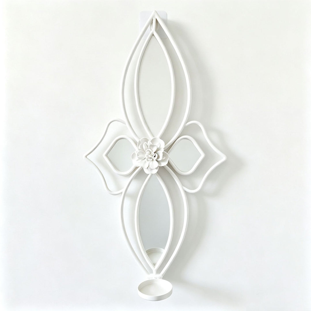Elegant Floral Wall Mirror with Decorative Metal Design Bowlift