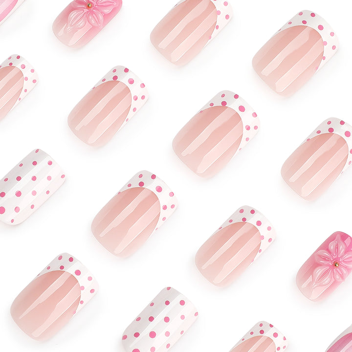 Artificial nail art with trendy flower decor and dots Bowlift