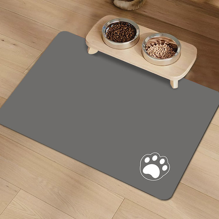 Non-Slip Waterproof Pet Feeding Mat with Raised Edge and Cat Silhouette Bowlift
