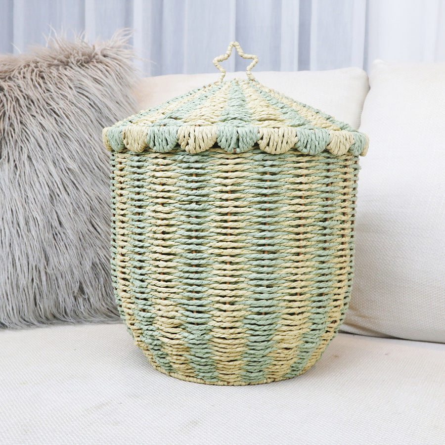 Basket with lid and decorative design Bowlift