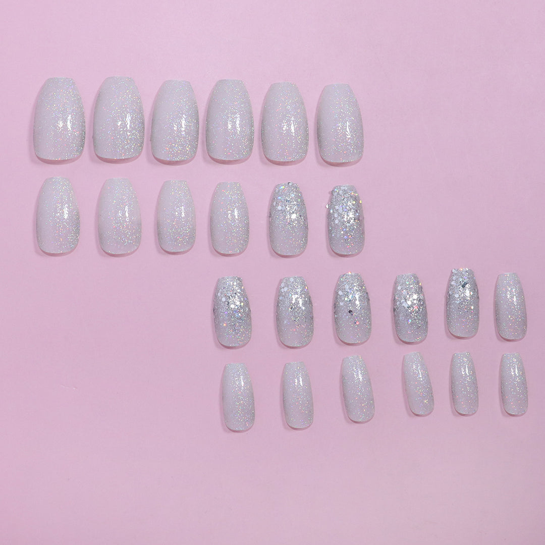 Glitter-Dusted Long Stiletto Press-On Nails Bowlift