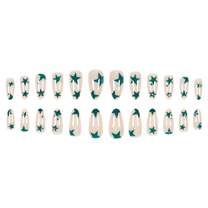 Artistic Press-On Nails with Star Design Bowlift