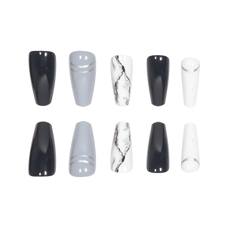 Artistic French Tip Press-On Nails Bowlift