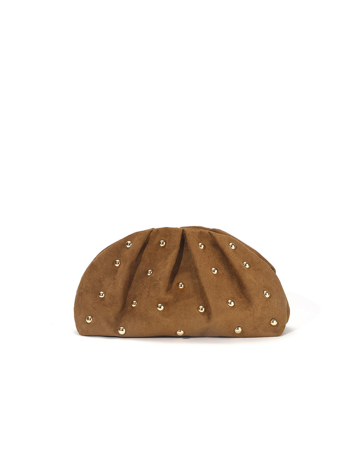 Textured Evening Clutch with Gold Accents