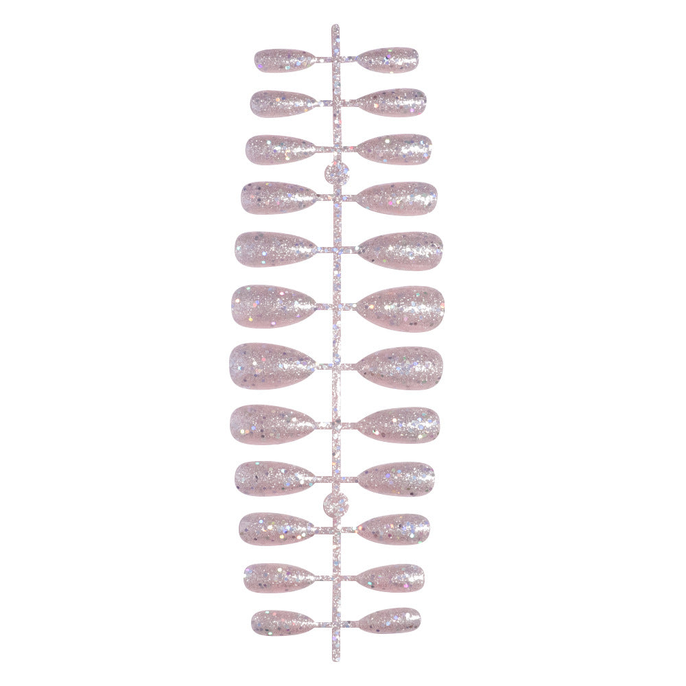 Sparkling Glittery Almond-Shape Press-On Nails Bowlift