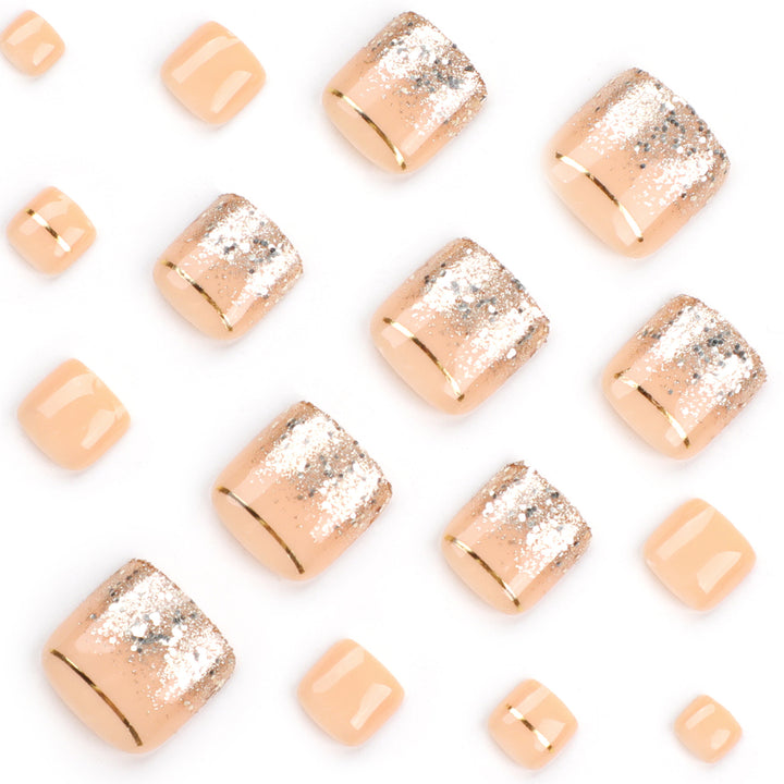 Elegant Artistic Nail Art with Glitter and Gold Accents Bowlift
