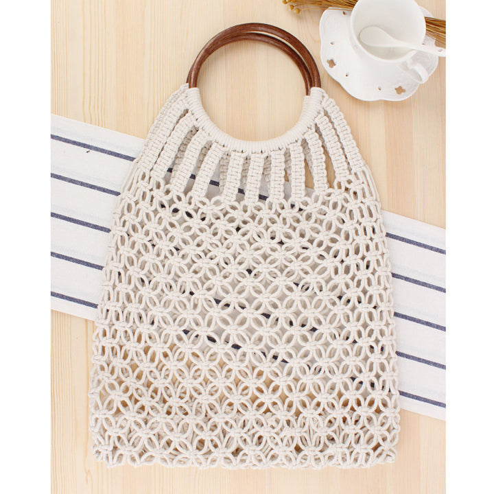 Handbag with Woven Design and Inner Pocket Bowlift