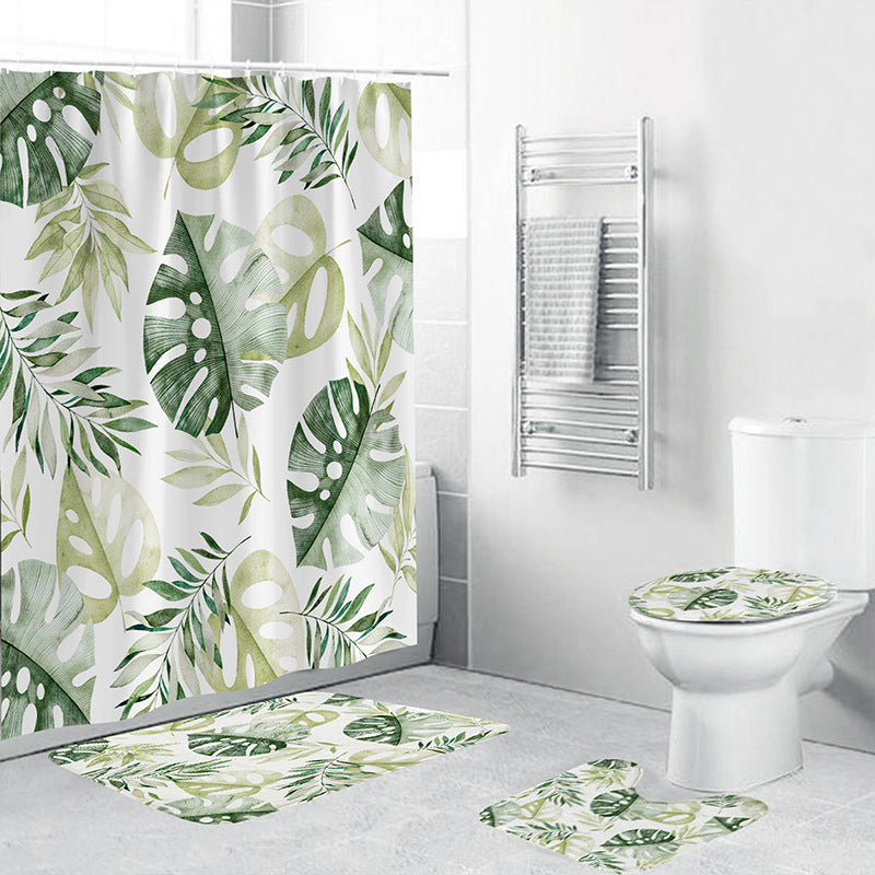 Tropical Leaf Print Bathroom Set Bowlift