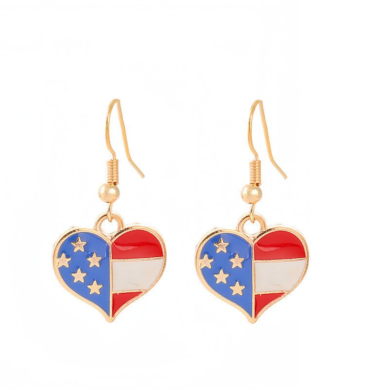 Ladies enamel earrings horseshoe with star stripe motif Bowlift