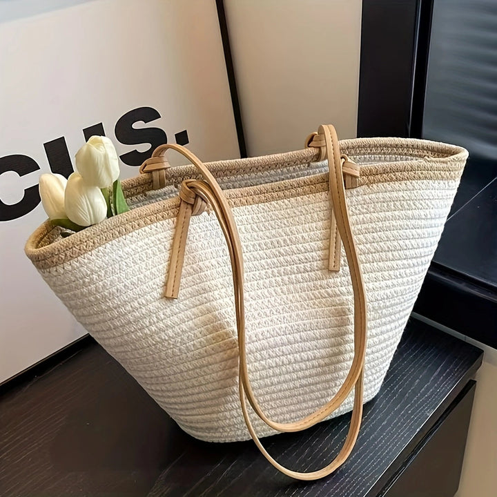 Spacious Beach Bag Made of Woven Material Bowlift