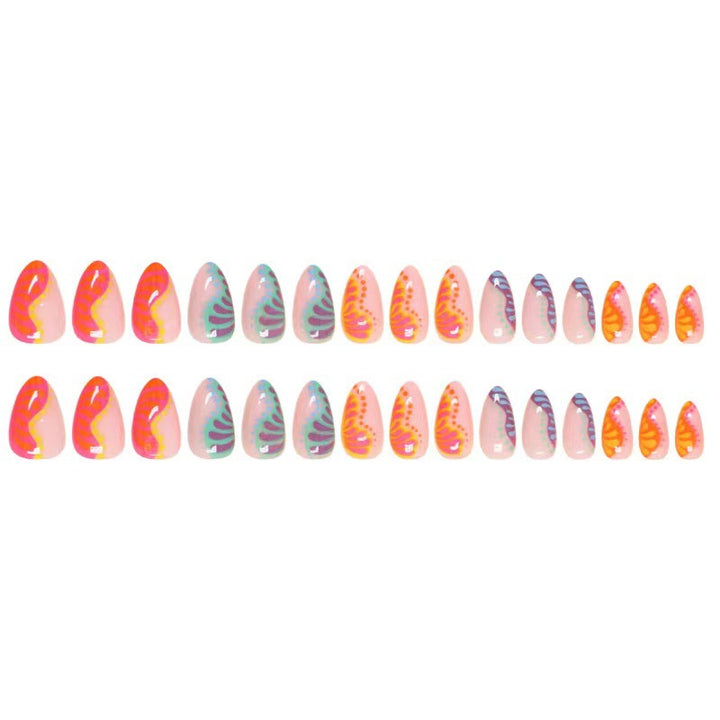 Art nail set with colorful gradient and creative designs Bowlift
