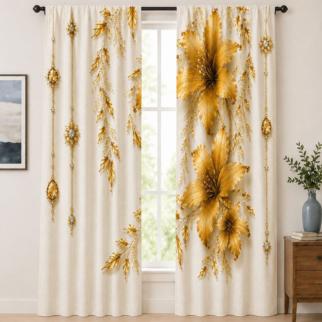 Floral Patterned Window Curtains