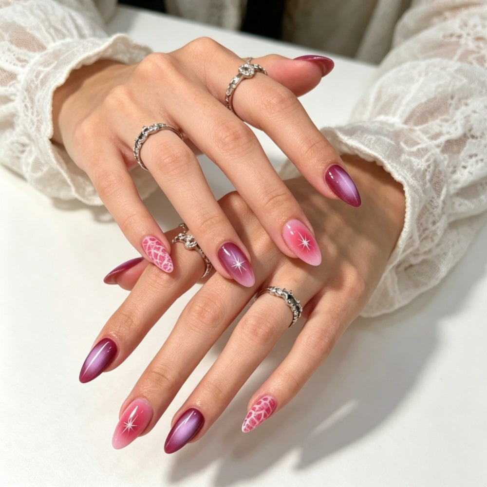 Artificial nails with elegant ombre design and creative accents Bowlift
