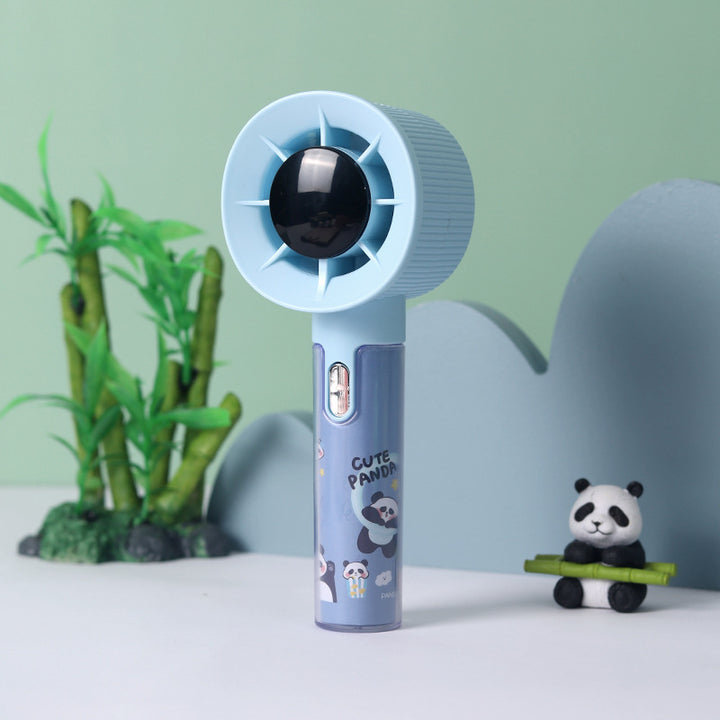 Cooling portable rechargeable handheld misting fan with cute panda print Bowlift