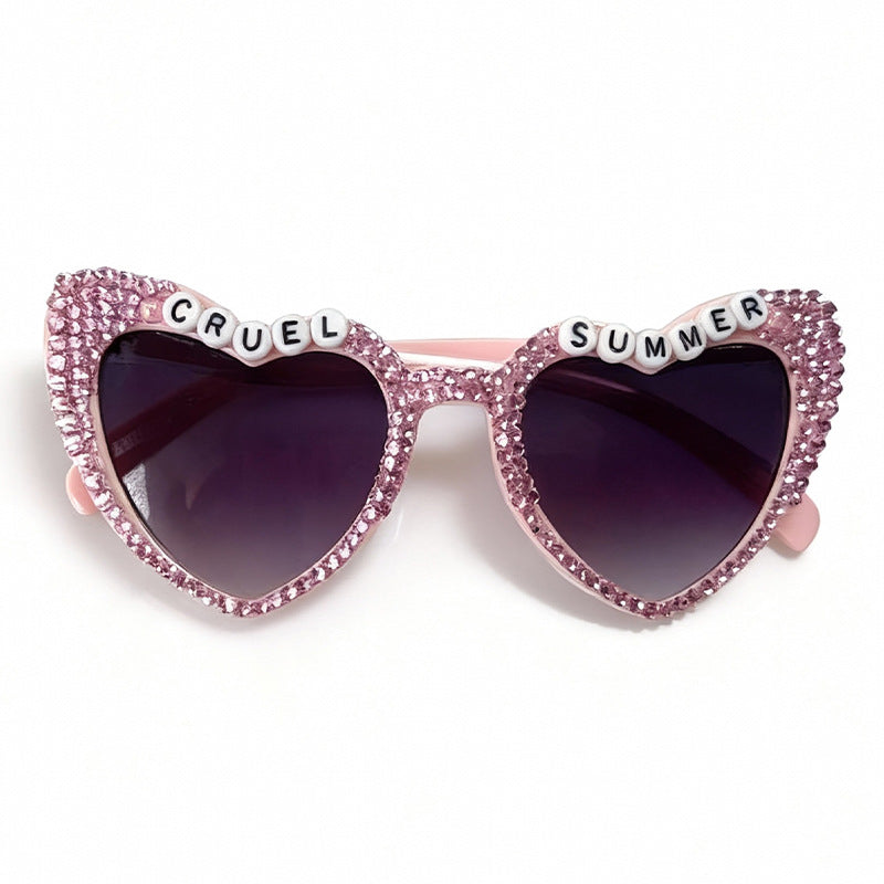 Heart-Frame Rhinestone Sunglasses Bowlift