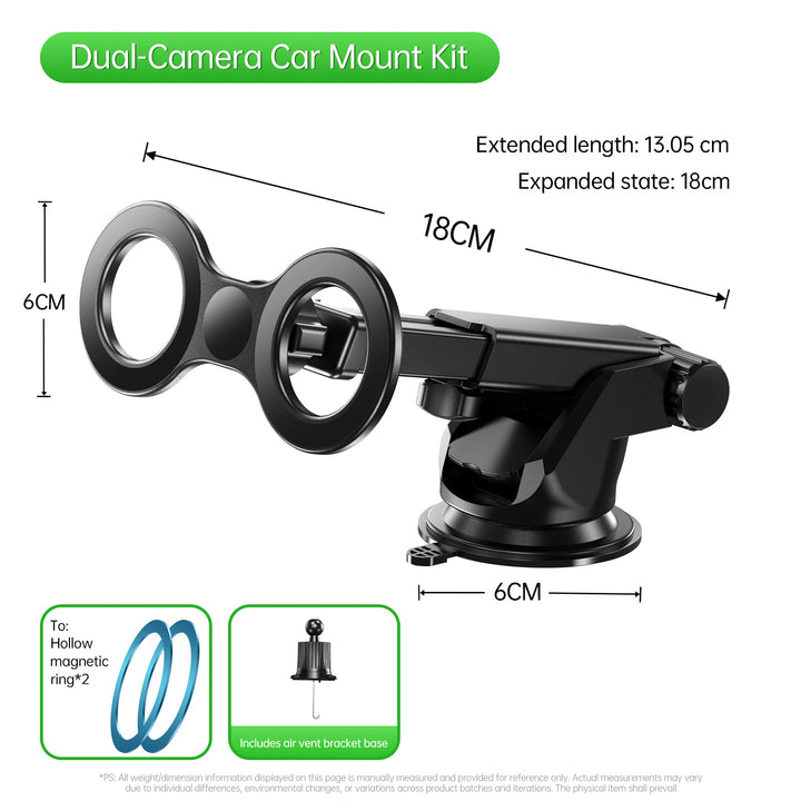 Unisex Car Mount with Dual Camera Support Bowlift