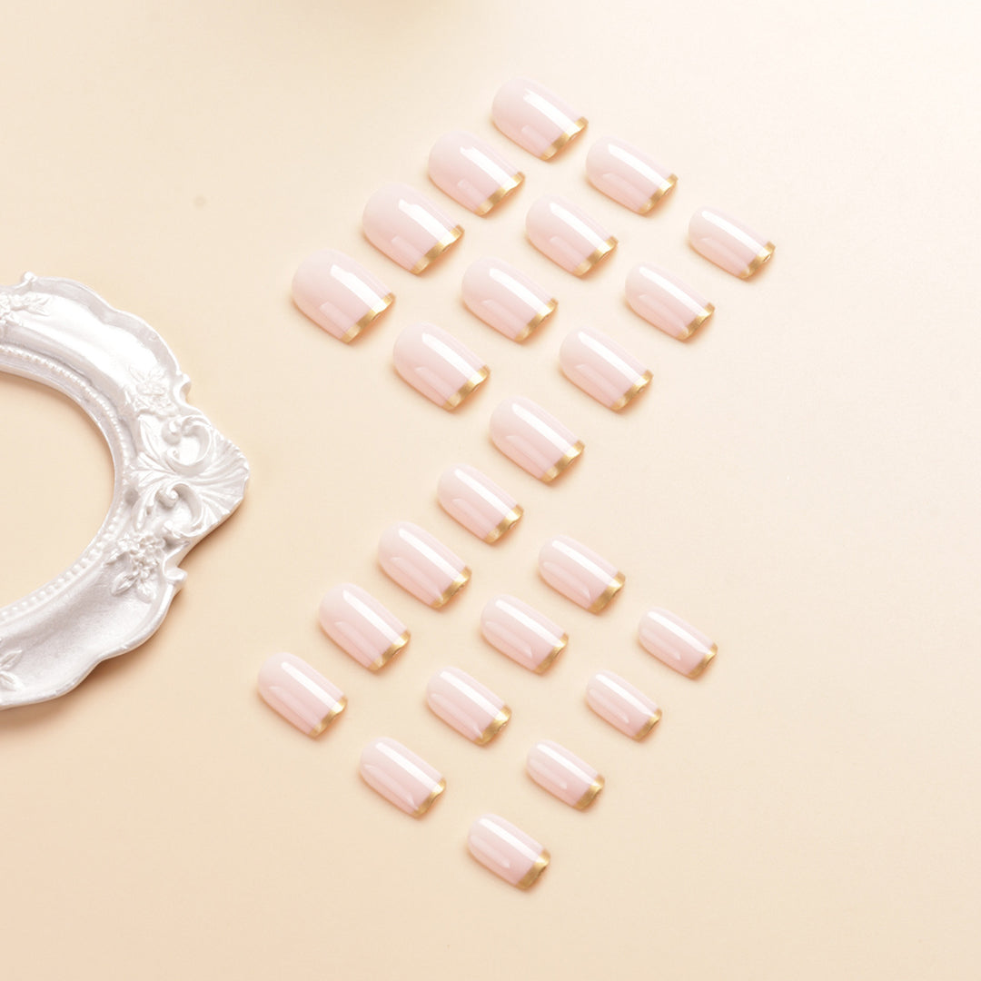 Elegant Glossy French Nail Tips Bowlift