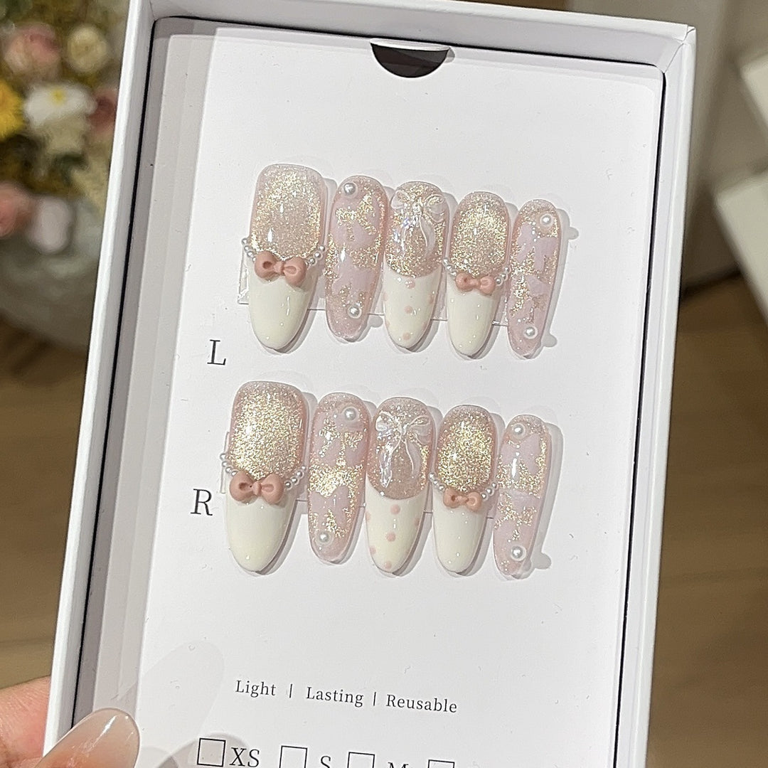 Decorative 3D Nail Art Press-On Set Bowlift